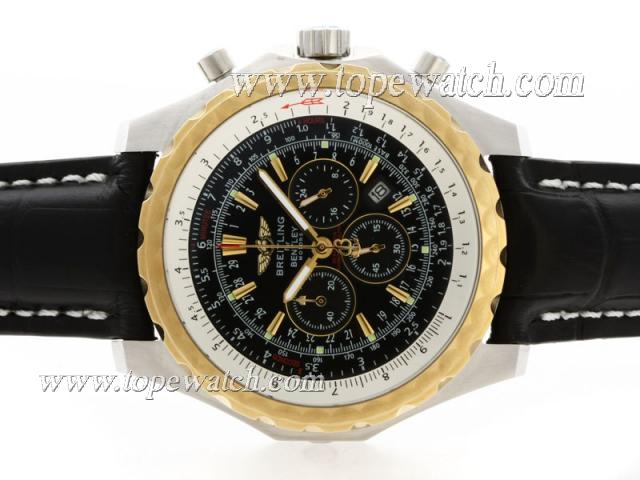 Replica Breitling for Bentley Motors T Working Chronograph Two Tone Case with Black Dial