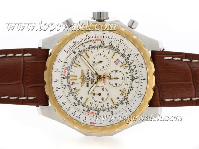 Replica Breitling for Bentley Motors T Working Chronograph Two Tone Case with White Dial