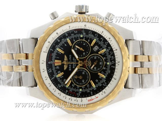 Replica Breitling for Bentley Motors T Working Chronograph Two Tone with Black Dial S/S