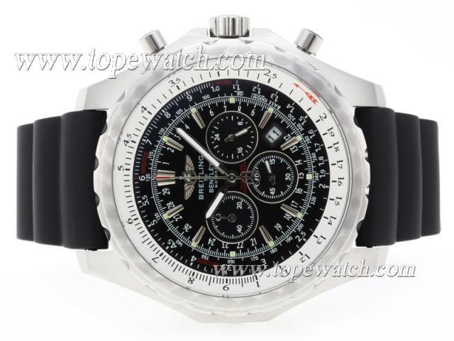 Replica Breitling for Bentley Motors T Working Chronograph with Black Dial-Rubber Strap