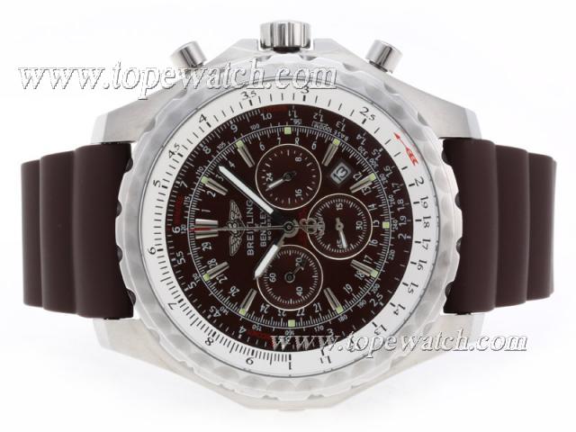 Replica Breitling for Bentley Motors T Working Chronograph with Brown Dial-Rubber Strap