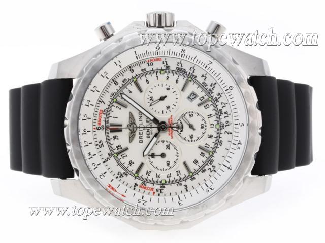 Replica Breitling for Bentley Motors T Working Chronograph with White Dial-Rubber Strap