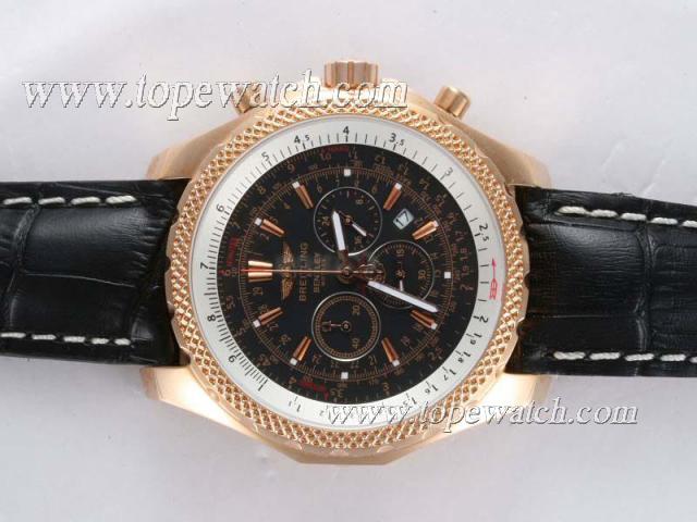 Replica Breitling for Bentley Motors Working Chronograph Rose Gold Case with Black Dial