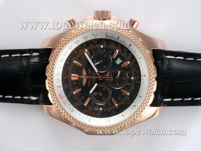 Replica Breitling for Bentley Motors Working Chronograph Rose Gold Case with Black Dial