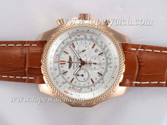 Replica Breitling for Bentley Motors Working Chronograph Rose Gold Case with White Dial