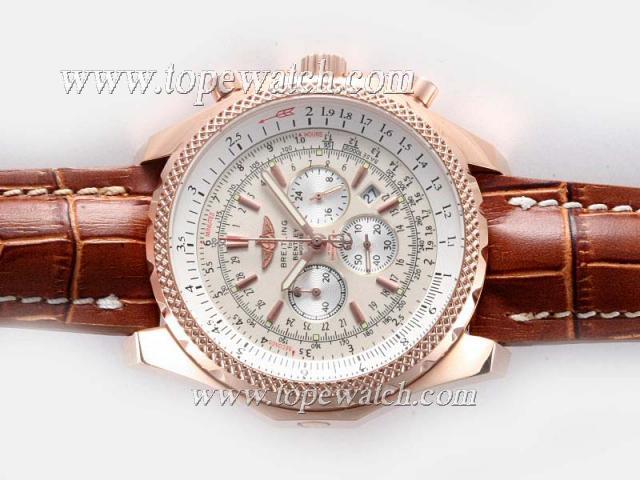 Replica Breitling for Bentley Motors Working Chronograph Rose Gold Case with White Dial