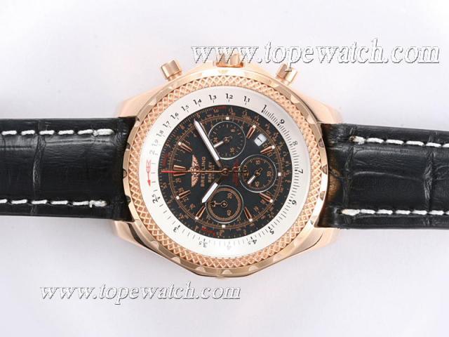 Replica Breitling for Bentley Motors Working Chronograph Rose Gold Casing with Black Dial