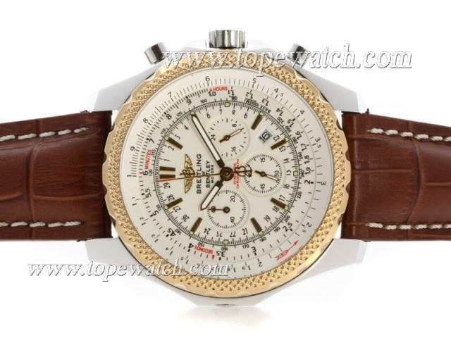 Replica Breitling for Bentley Motors Working Chronograph Two Tone Case with White Dial