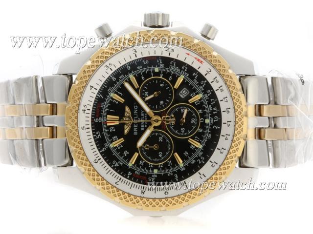 Replica Breitling for Bentley Motors Working Chronograph Two Tone with Black Dial S/S