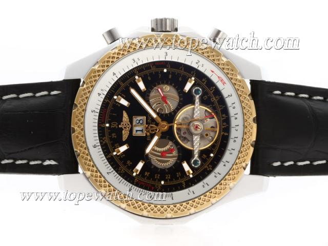 Replica Breitling for Bentley Tourbillon Chronograph Automatic Two Tone Case with Black Dial