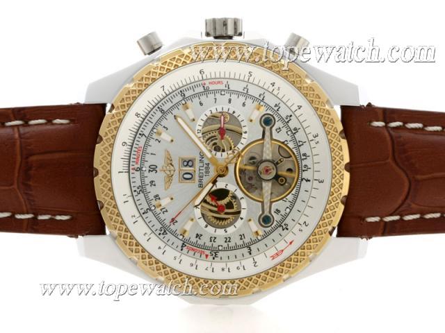 Replica Breitling for Bentley Tourbillon Chronograph Automatic Two Tone Case with White Dial