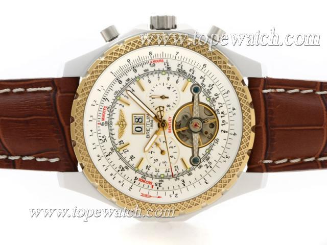 Replica Breitling for Bentley Tourbillon Chronograph Automatic Two Tone Case with White Dial