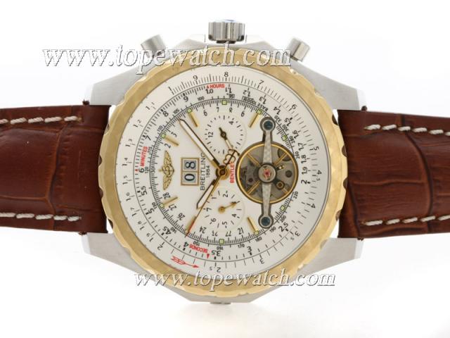 Replica Breitling for Bentley Tourbillon Chronograph Automatic Two Tone Case with White Dial