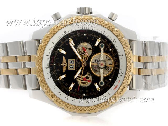 Replica Breitling for Bentley Tourbillon Chronograph Automatic Two Tone with Black Dial S/S