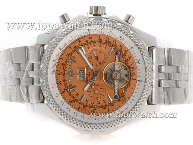 Replica Breitling for Bentley Tourbillon Chronograph Automatic with Orange Dial - Updated Version