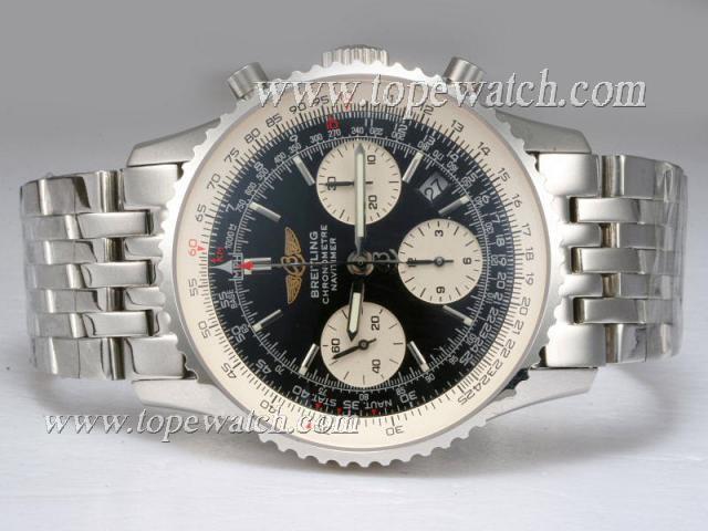 Replica Breitling Navitimer Chronograph Asia Valjoux 7750 Movement with Black Dial