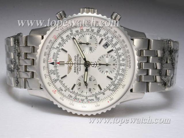 Replica Breitling Navitimer Chronograph Asia Valjoux 7750 Movement with White Dial