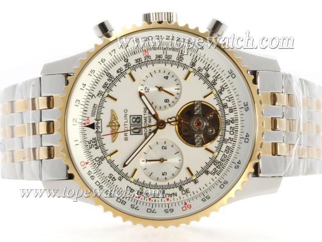 Replica Breitling Navitimer Tourbillon Chronograph Automatic Two Tone with White Dial S/S