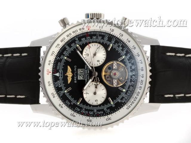 Replica Breitling Navitimer Tourbillon Chronograph Automatic with Black Dial and Strap