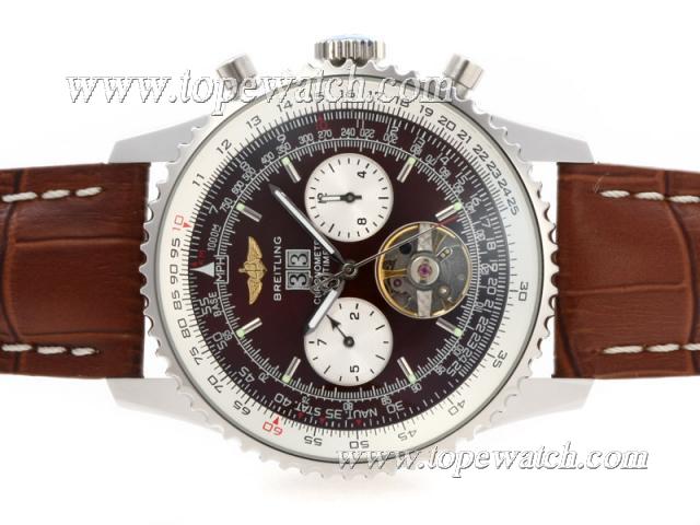 Replica Breitling Navitimer Tourbillon Chronograph Automatic with Brown Dial and Strap