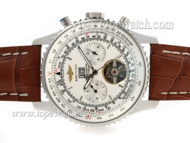 Replica Breitling Navitimer Tourbillon Chronograph Automatic with White Dial-Deployment Buckle