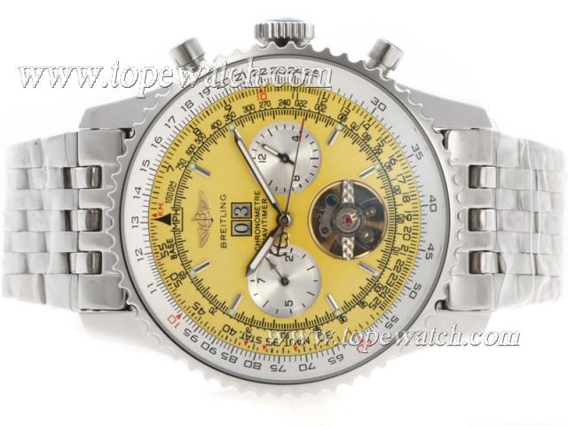 Replica Breitling Navitimer Tourbillon Chronograph Automatic with Yellow Dial -Updated Version
