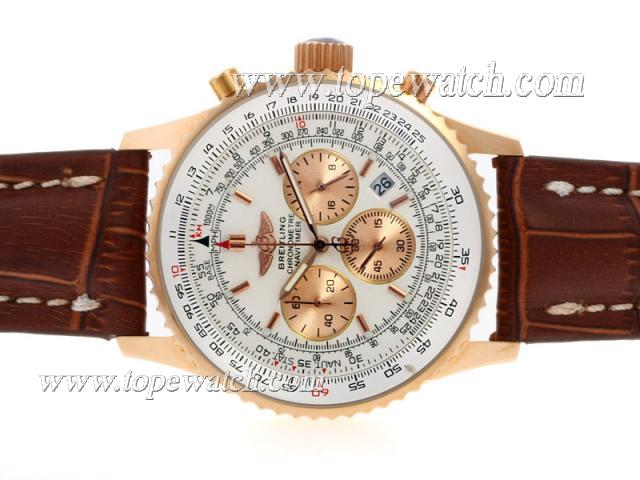 Replica Breitling Navitimer Working Chronograph Rose Gold Case with White Dial
