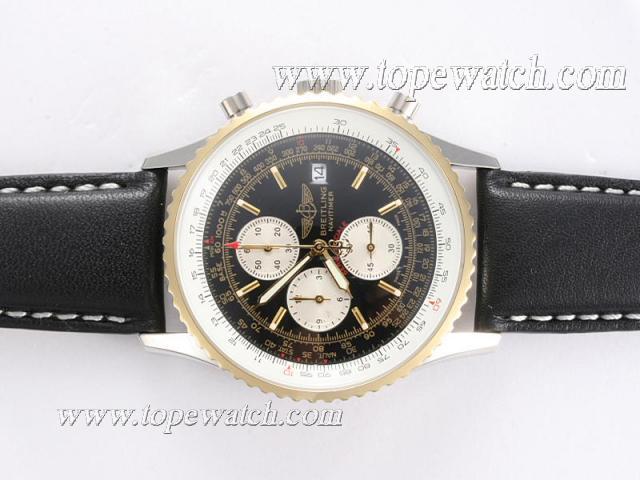 Replica Breitling Navitimer Working Chronograph Two Tone Case with Black Dial