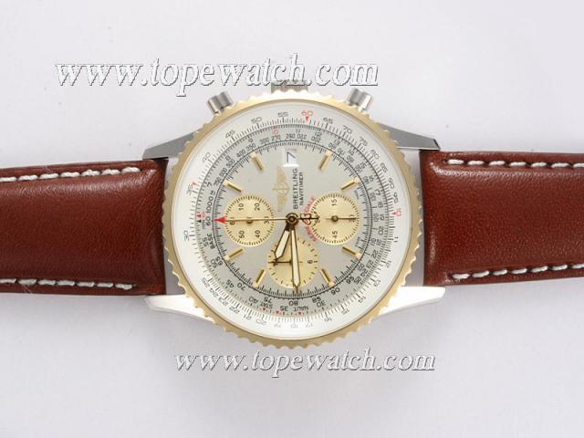 Replica Breitling Navitimer Working Chronograph Two Tone Case with White Dial