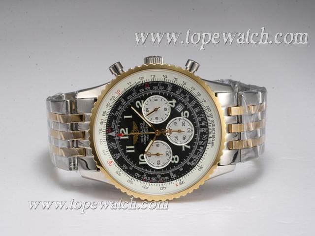 Replica Breitling Navitimer Working Chronograph Two Tone with Black Dial