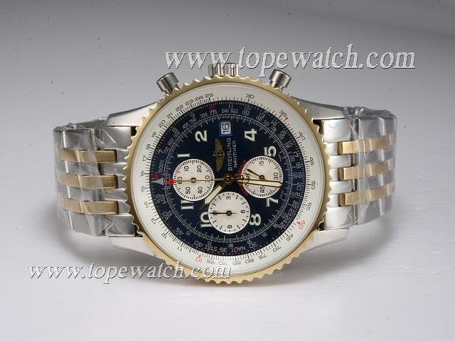 Replica Breitling Navitimer Working Chronograph Two Tone with Blue Dial