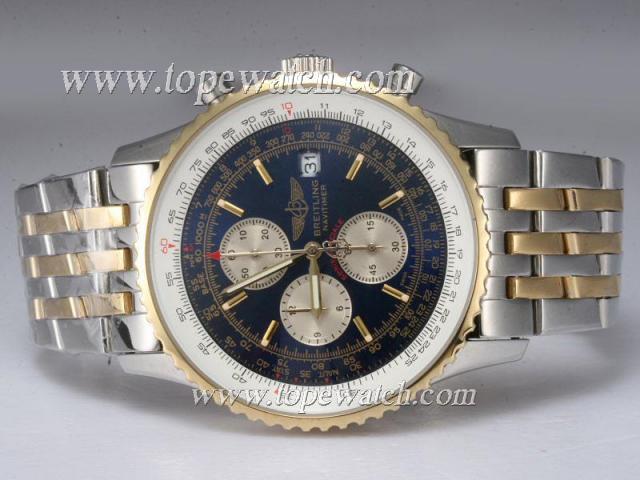 Replica Breitling Navitimer Working Chronograph Two Tone with Blue Dial