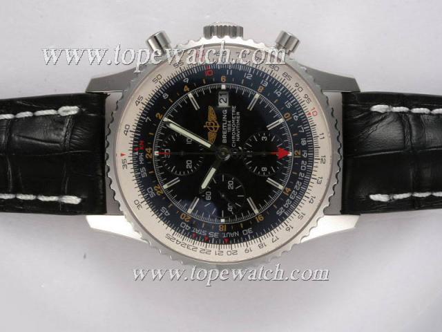 Replica Breitling Navitimer World Chronograph Asia Valjoux 7750 Movement with Black Dial