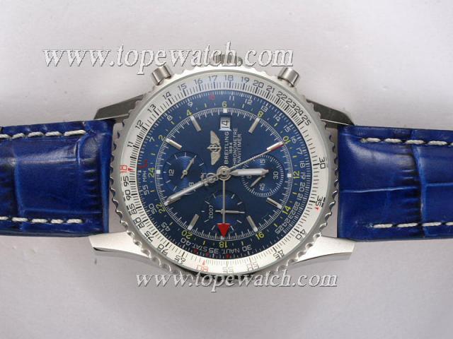 Replica Breitling Navitimer World Chronograph Automatic with Blue Dial and Strap