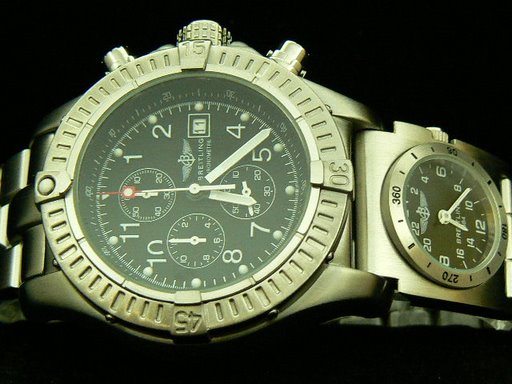 Replica Breitling_Silver SS Band_Black Face_Silver Case_44mm
