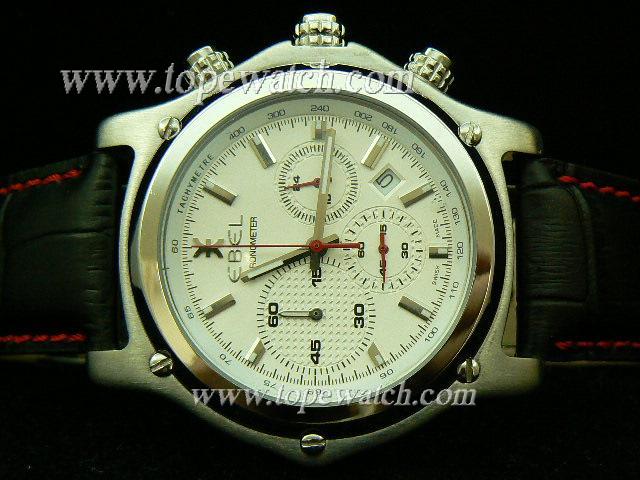 Replica Ebel EB-002 EBEL 001 CHRONO QUARTZ LEATHER WHITE