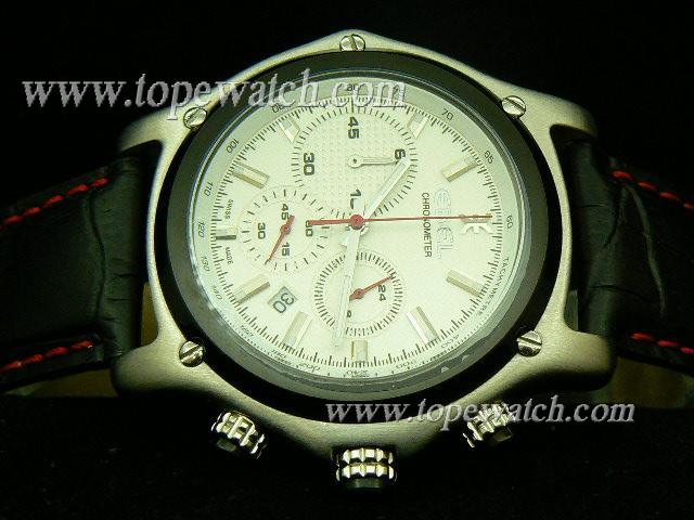 Replica Ebel EB-004 EBEL 002 CHRONO QUARTZ WHITE LEATHER