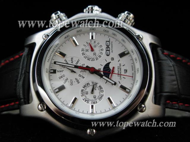 Replica Ebel EB-008 EBEL 003 CHRONO DAY-DATE AUTOMATIC WHITE LEATHER