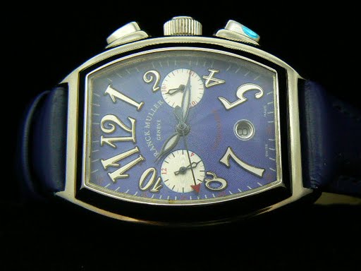 Replica Franck Muller_Blue Leather Band_Gold Case_Blue Face