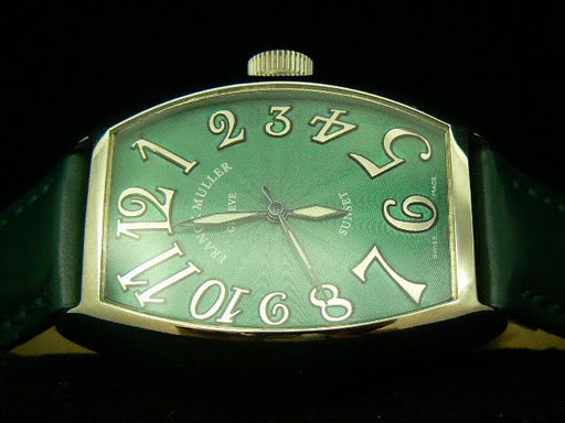 Replica Franck Muller_Green leather Band_Gold Case_Green Face_35x47mm_Automatic