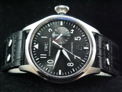 Replica IWC_Leather Band_Black Face_Silver Case_47/15.5mm