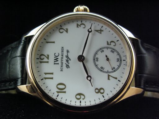 Replica IWC_Leather Band_White Face_Gold Case_44/10.5mm