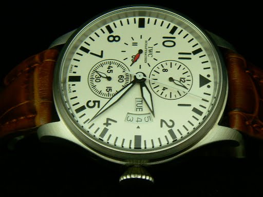 Replica IWC_Leather Band_White Face_Silver Case_36.5mm