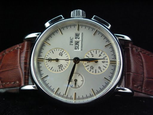 Replica IWC_Leather Band_White Face_Silver Case_39/14mm