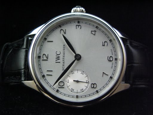 Replica IWC_Leather Band_White Face_Silver Case_43/10mm