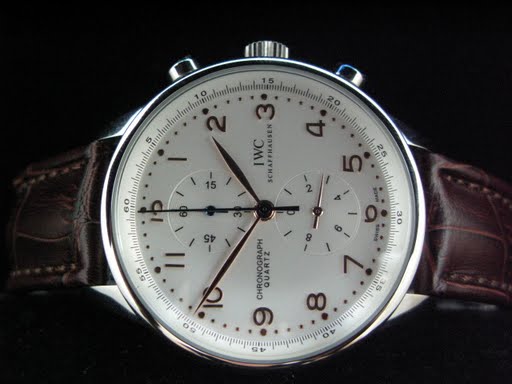 Replica IWC_Leather Band_White Face_Silver Case_43/12.5mm