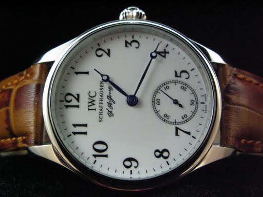 Replica IWC_Leather Band_White Face_Silver Case_44/10.5mm