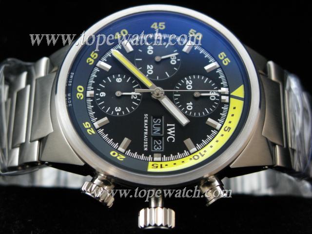 Replica IWC11004 IWC AQUATIMER SS A-7750 28800BPH BLACK/YELLOW