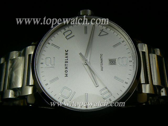 Replica MontBlanc Timewalker_SS Band_White Face_Silver Case_43mm