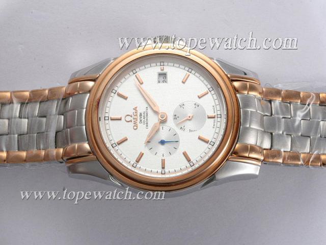 Replica Omega De Ville Co-Axial Automatic Two Tone with White Dial